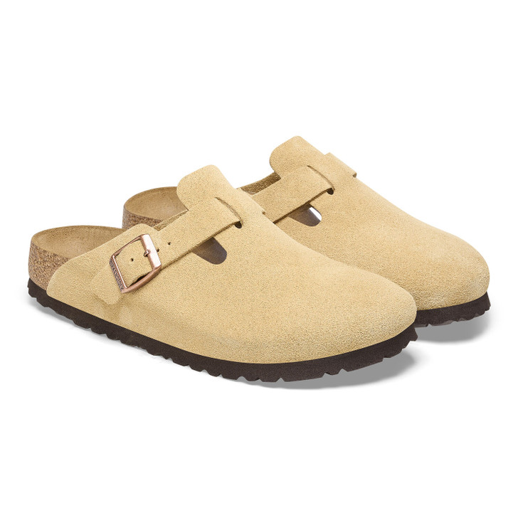 Birkenstock Boston Latte Cream Suede Leather - Unisex Clog 