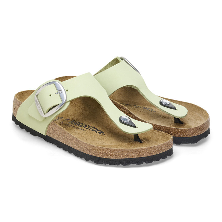 Birkenstock Women's Gizeh Big Buckle Faded Lime Nubuck Leather Sandal