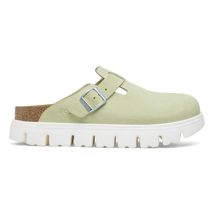 Birkenstock Boston Chunky Faded Lime Suede Leather - Women's Clog