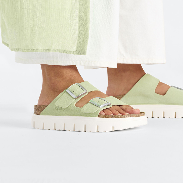 Birkenstock  Arizona Chunky Faded Lime Suede Leather - Women's Sandal