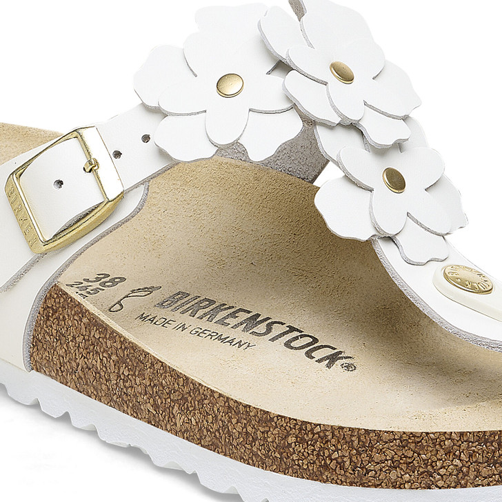 Birkenstock Gizeh Flowers White Leather - Women's Sandal