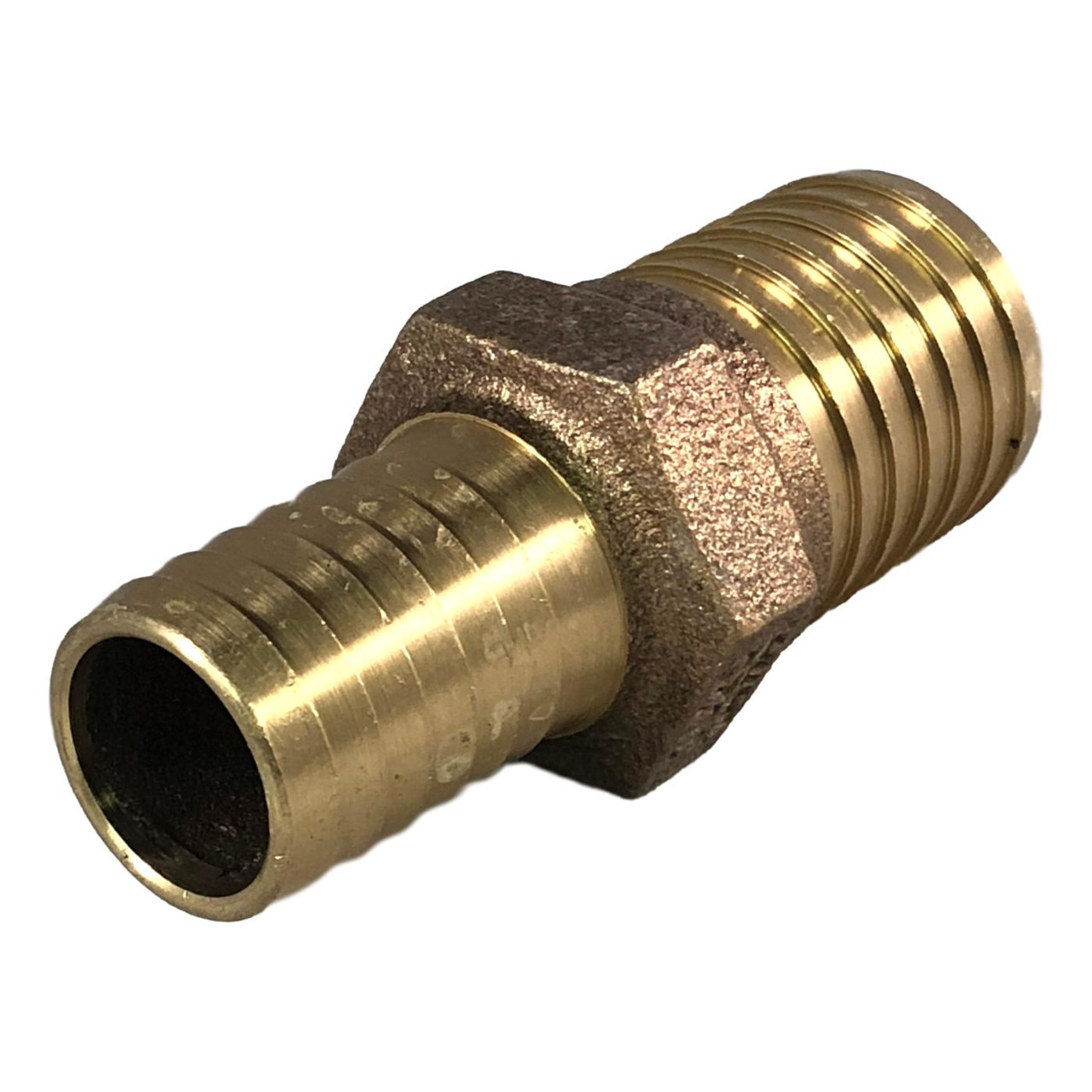 Brass Barb Insert Coupling - 1 x 1-1/4 with Hex