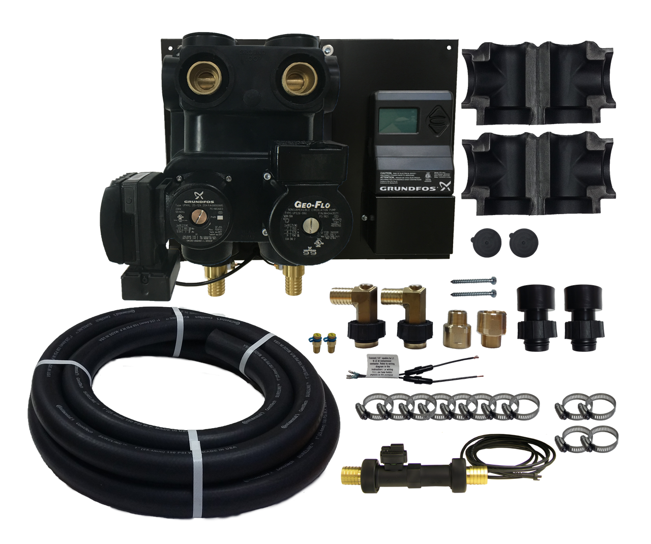 FL Panel Mount Pressurized 2 Speed Flow Center - Grundfos UPMXL & UPS 26-99 Pumps - Temp & Controller - Geo-Hydro Supply, Ltd.