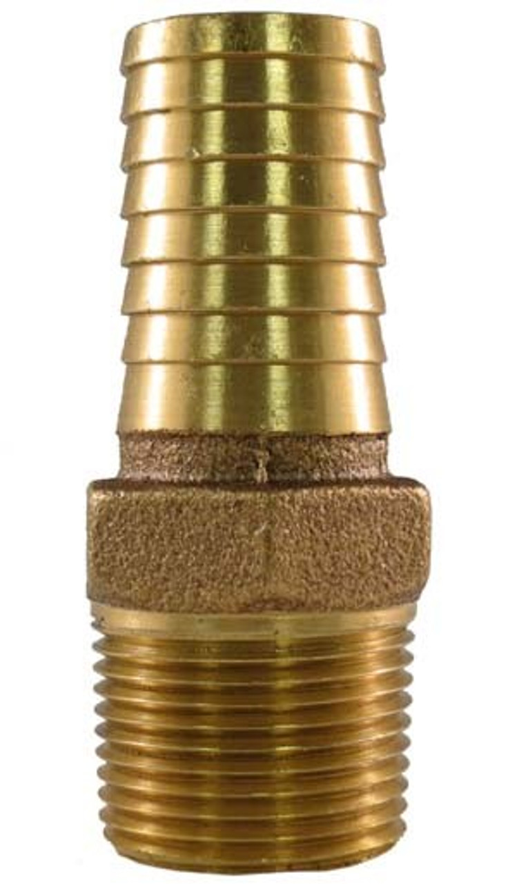 Yellow Brass Straight Adapter - 1 Male Pipe Thread x 1 Barb