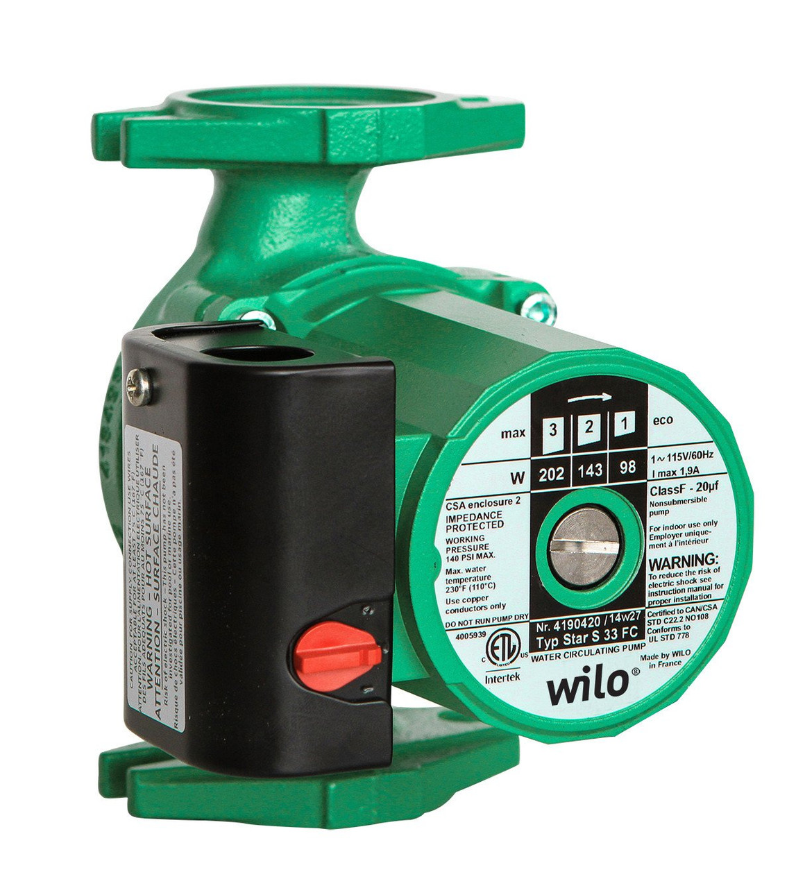 Wilo Star S33F 3 Speed Pump