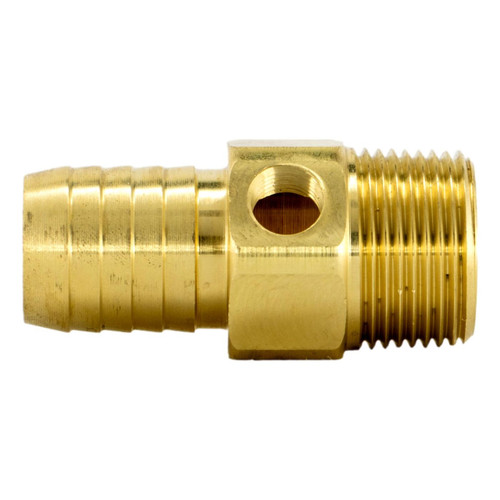 Brass Straight Adapter - 1" Male Pipe Thread x 1" Barb with 1/4" Tap Brass Straight Adapter - 1" Male Pipe Thread x 1" Barb with 1/4" Tap