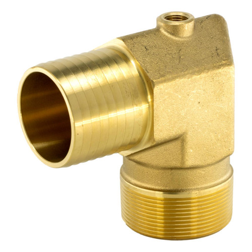 Brass Adapter - 2" Male Pipe Thread Elbow x 2" Hose Barb with Fitting for PT Port