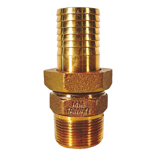 Brass Straight Adapter with O-Ring Union - 1¼" Male Pipe Thread x 1¼" Barb Brass Straight Adapter with O-Ring Union - 1¼" Male Pipe Thread x 1¼" Barb
