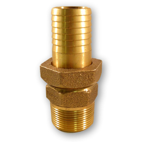 Brass Straight Adapter with O-Ring Union - 1¼" Male Pipe Thread x 1¼" Barb