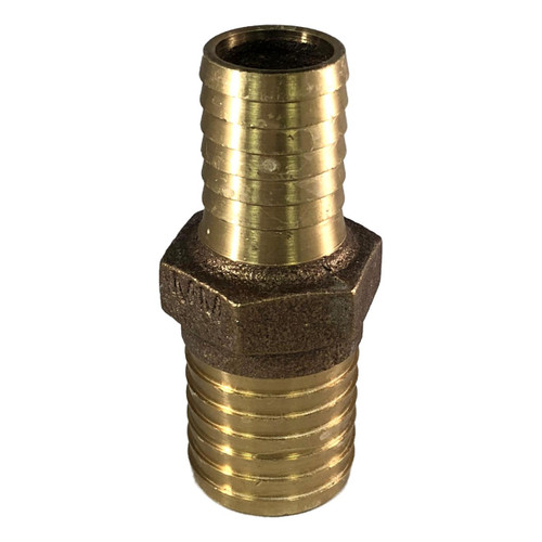 1" x 1-1/4" Bronze Coupling, Barb Insert to Barb Insert with Hex, No-Lead for Plastic Pipe and Hose