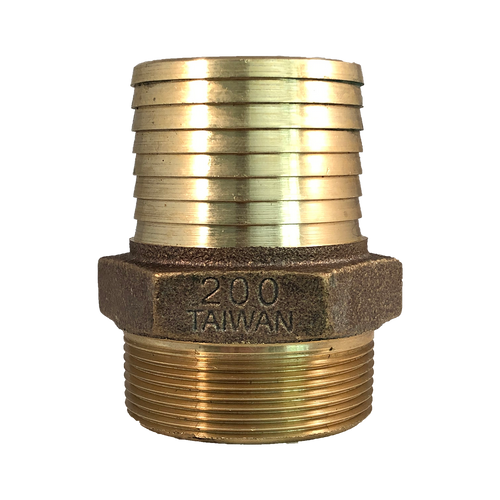 2" x 2" Bronze Male Adapter, Barb Insert to Male Pipe Thread with Hex, No-Lead, for Plastic Pipe and Hose