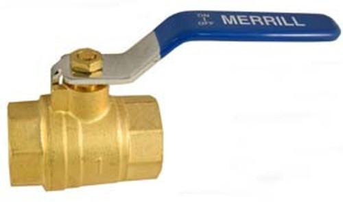 1" x 1" Brass Full Port Ball Valve, Female Pipe Thread to Female Pipe Thread, No-Lead, Safe for Potable Water