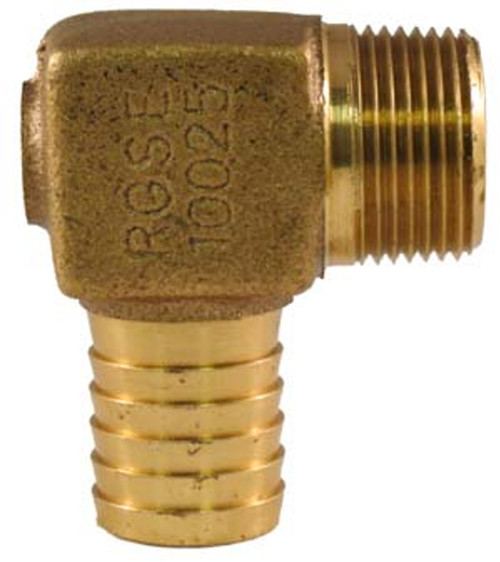 Brass Elbow - 1" Male Pipe Thread x 1" Barb with 1/4" Tap Brass Elbow - 1" Male Pipe Thread x 1" Barb with 1/4" Tap