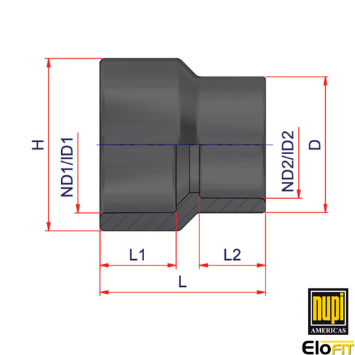 Socket Fusion Reducer Coupling - 1-1/2