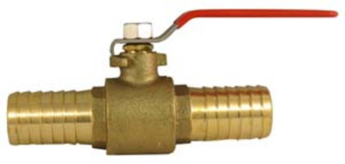 No-Lead Brass Ball Valve - 1-1/4" Hose Barb x 1-1/4" Hose Barb