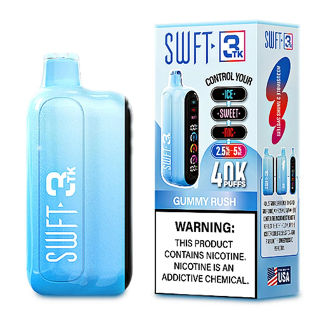 swft disposable vapes 3TK Vape 40K Adjustable Gummy Rush Choose Flavor:Cool Mint drinkrealtea ultrasonic 35k