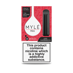 Myle Mini Disposable Pods 320 Puffs - 2 Pack Devices - Iced Watermelon