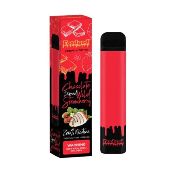 Foodgod Zero Nicotine Disposable 2400 Puffs 0% Nicotine Free - Chocolate Dipped Wild Strawberry