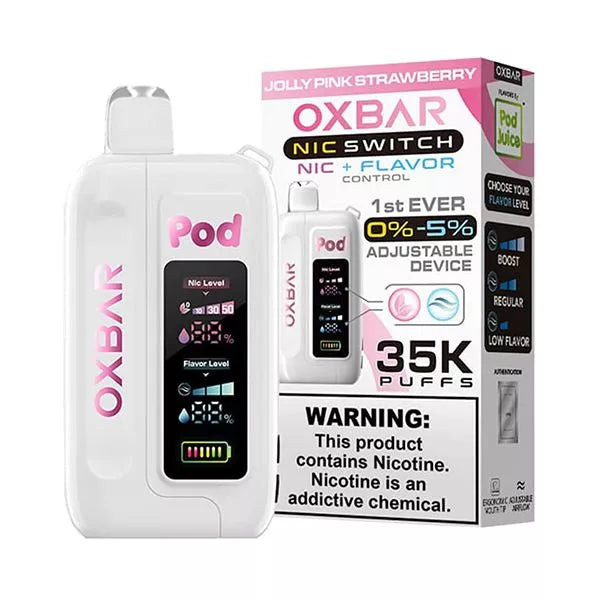 Oxbar Pod x Nic Switch 35000 Puffs Disposable Vape 0%-5% Nicotine - Jolly Pink Strawberry