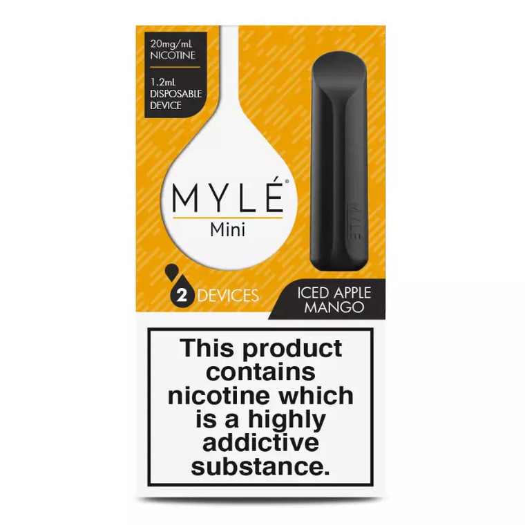 Myle Mini Disposable Pods 320 Puffs - 2 Pack Devices - Apple Mango Ice
