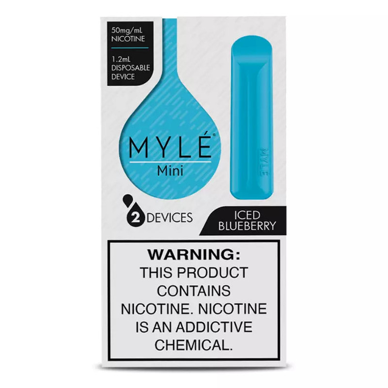 Myle Mini Disposable Pods 320 Puffs - 2 Pack Devices - Iced Blueberry