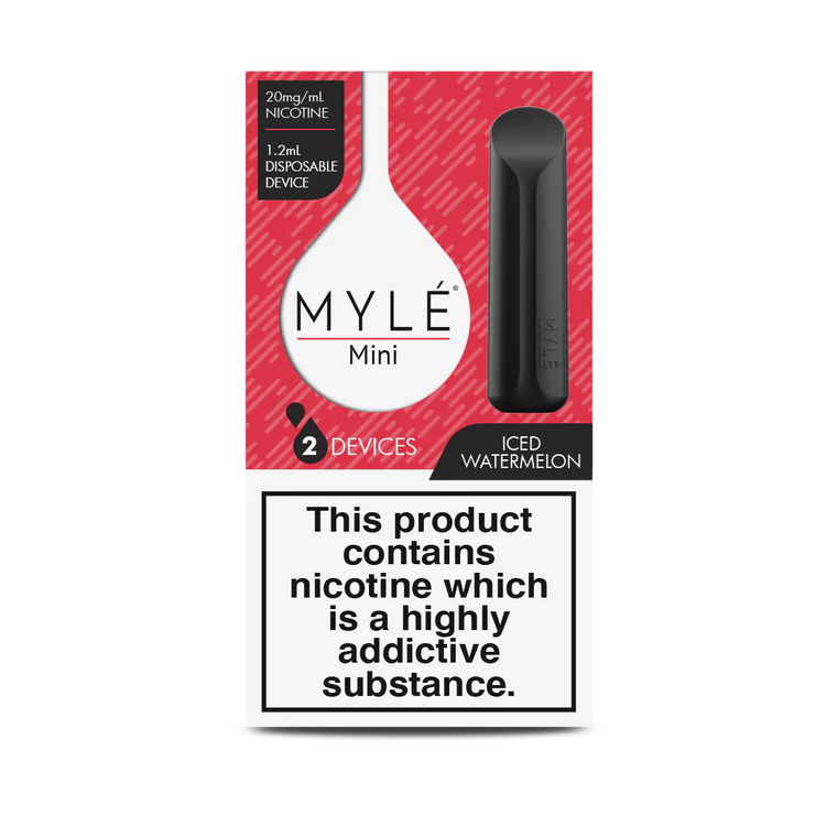 Myle Mini Disposable Pods 320 Puffs - 2 Pack Devices - Iced Watermelon