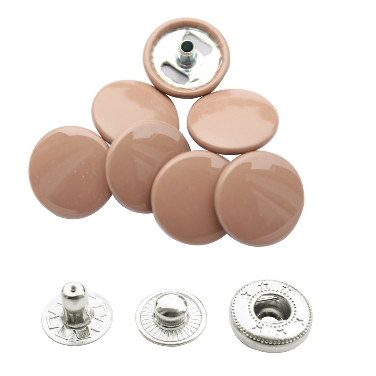 15mm 4-Part S Spring Press Studs with Colour Caps and Silver Components- 10pcs