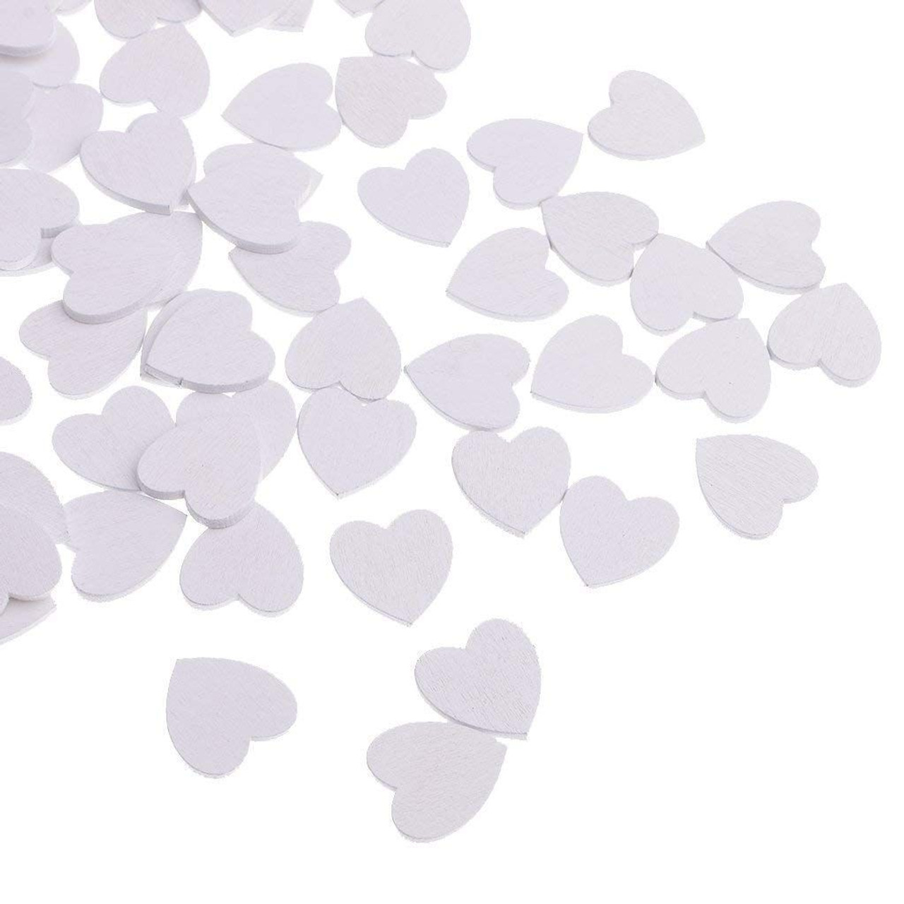 White Wooden Hearts Embellishment - (Pack of 100)