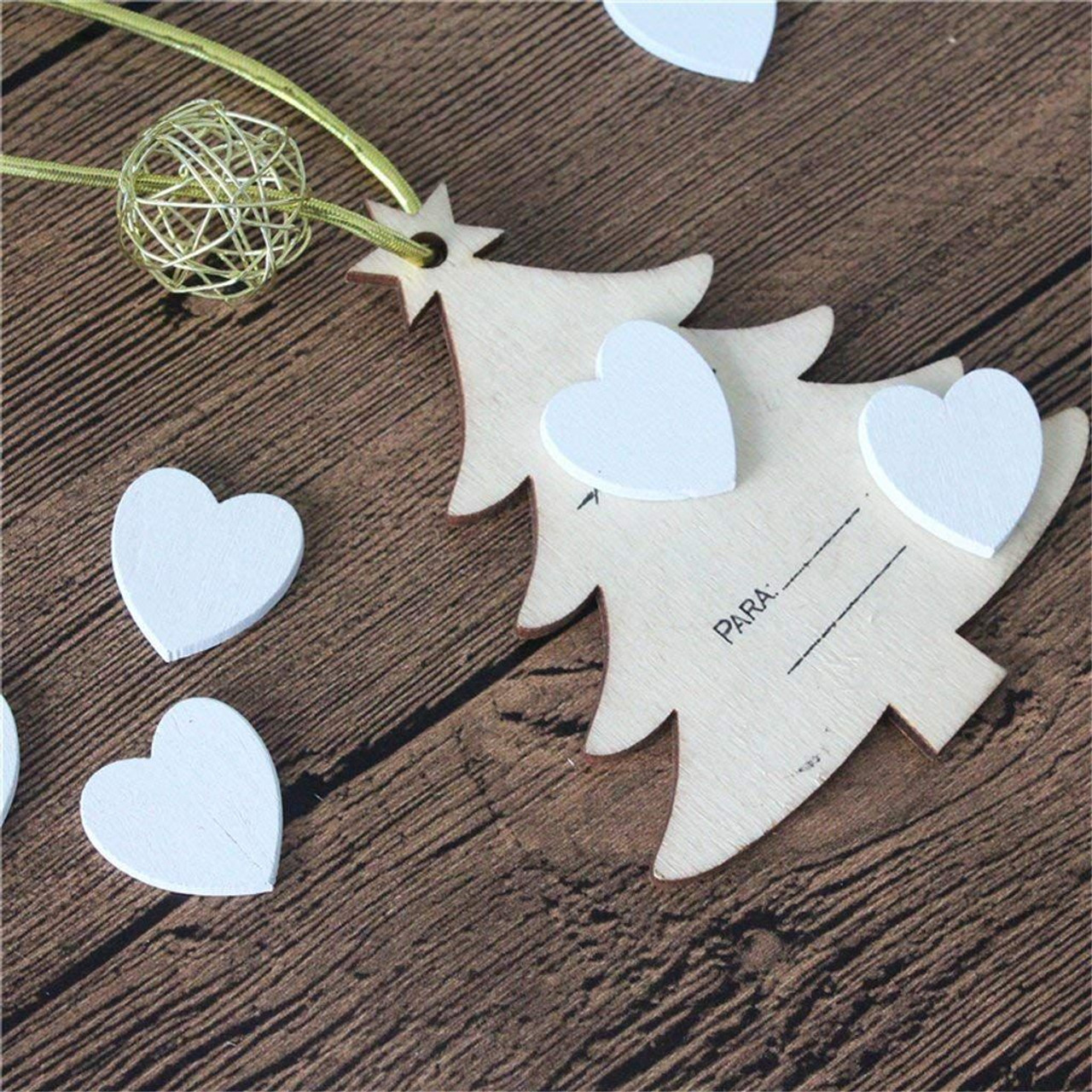 White Wooden Hearts Embellishment - 100pcs