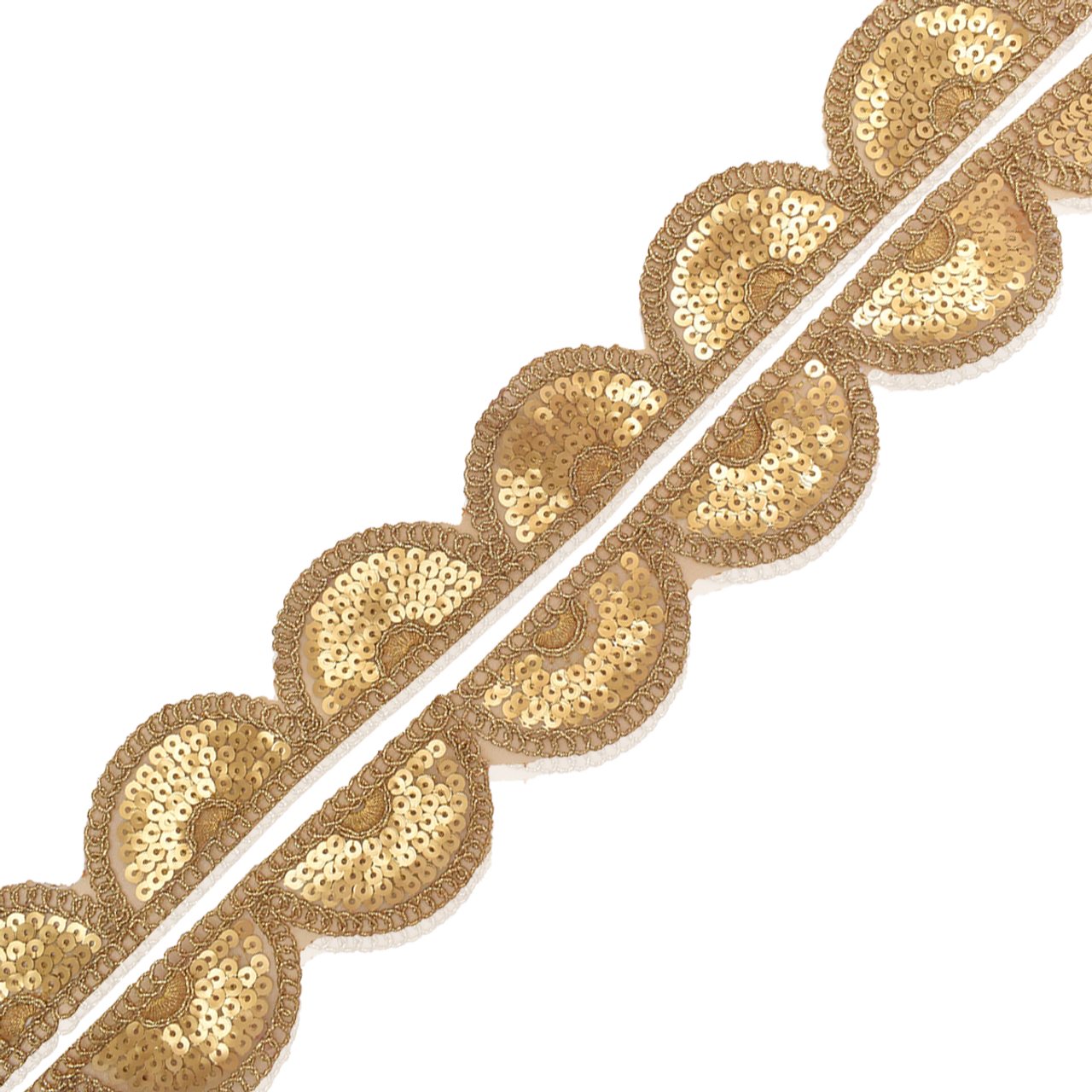 Gold Double Row Matt Sequin Soft Fringe Glitter Trim Border, 53% OFF