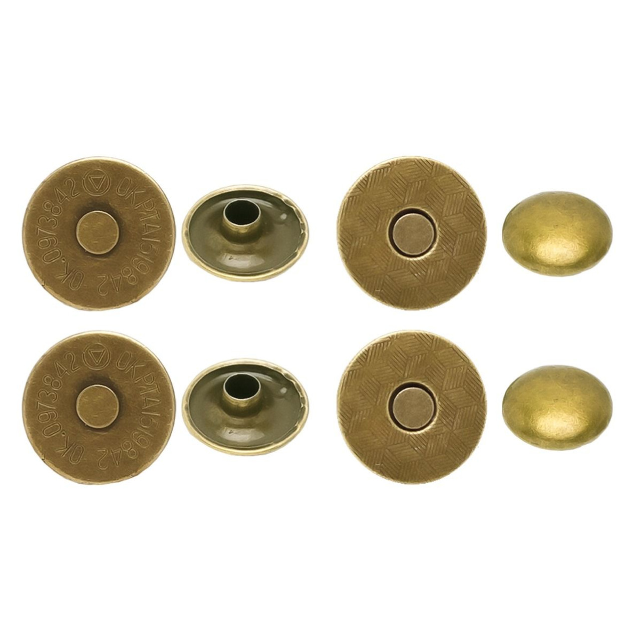 Trimming Shop Magnetic Clasp Snap Fastener Button Double Rivet Closures  (18mm, Bronze, 10pcs)