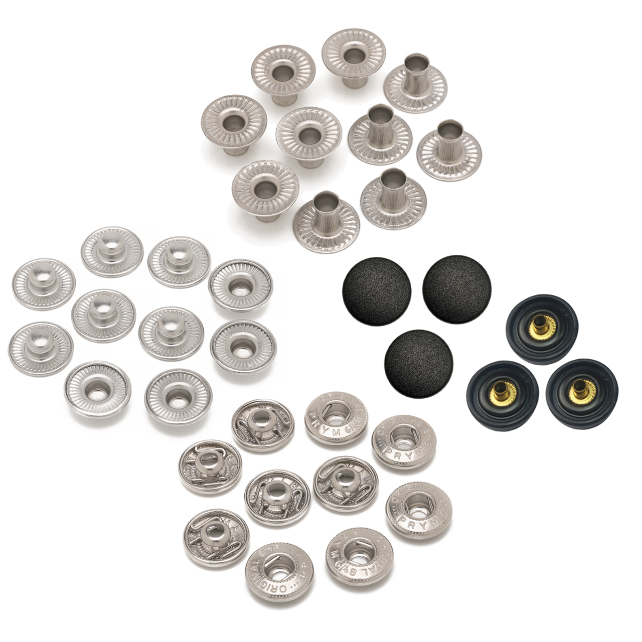 Trimming Shop 15mm S Spring Press Studs Snap Fasteners Plastic Cap with  Gunmetal Black Metal Back Snap Buttons - Black, 50pcs