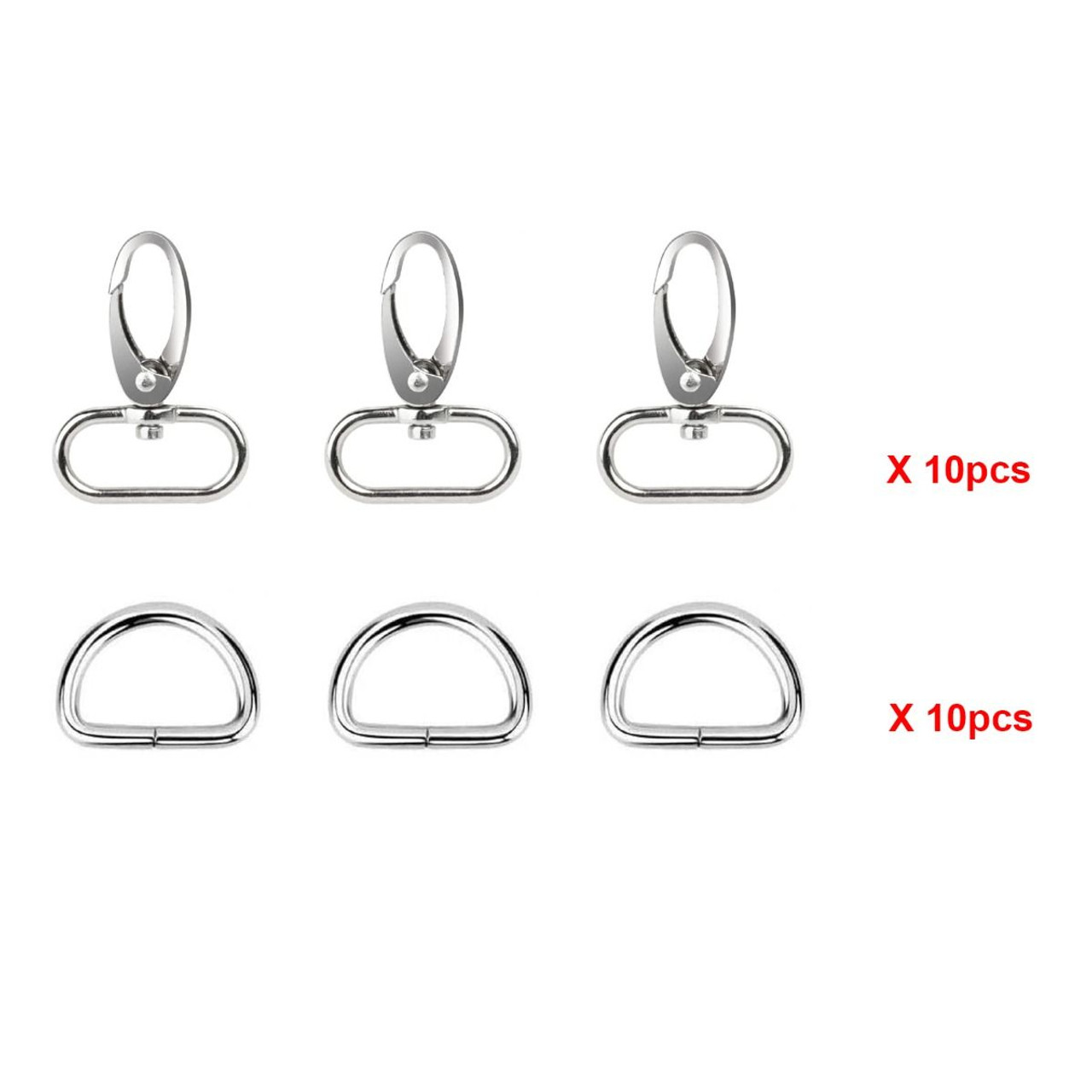 Metal Snap Hook & D Ring Pack - (Pack of 20)