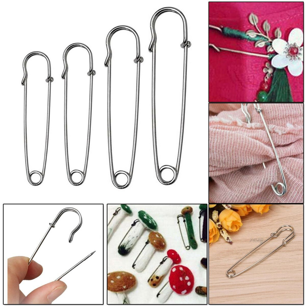 10Pcs Heavy Duty Safety Pins 2 Inch with 3 Holes Metal Kilt Pins