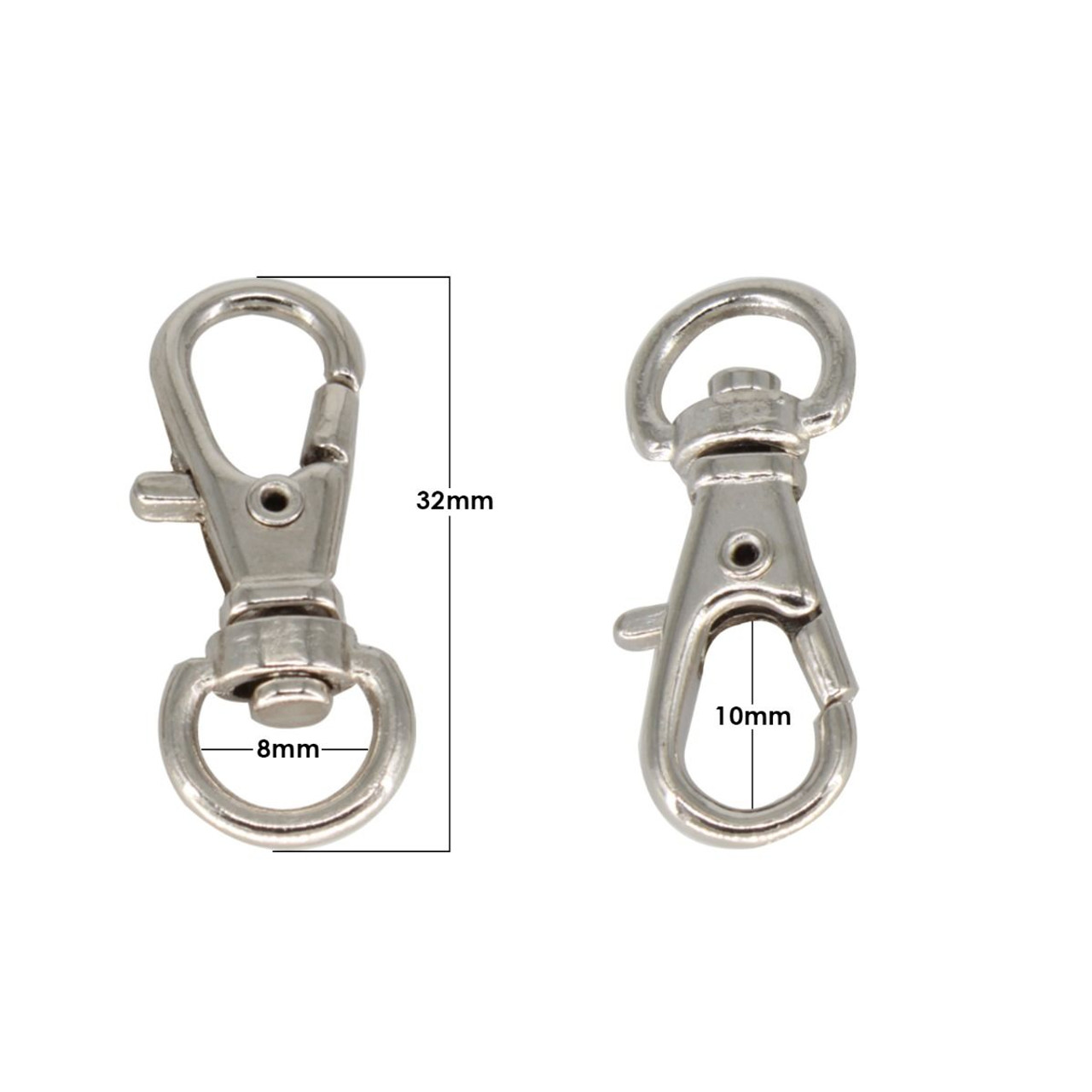 Swivel Lobster Clasp Keyring Fastener Hook with D-Ring - (Pack of 1)