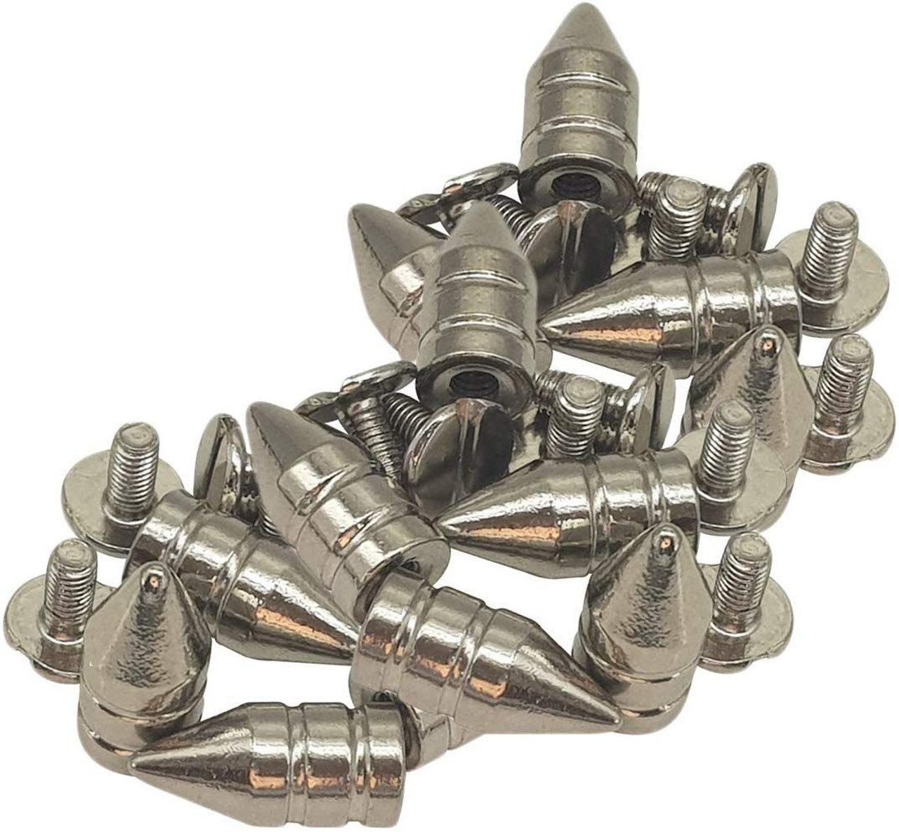 Screw On Cone Shaped Studs, Silver - 10pcs