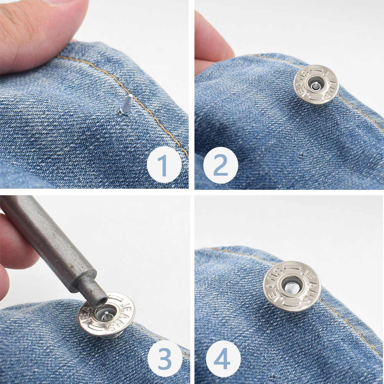 17mm No-Sew Replacement Jeans Buttons with Fixing Hand Tools - 10pcs