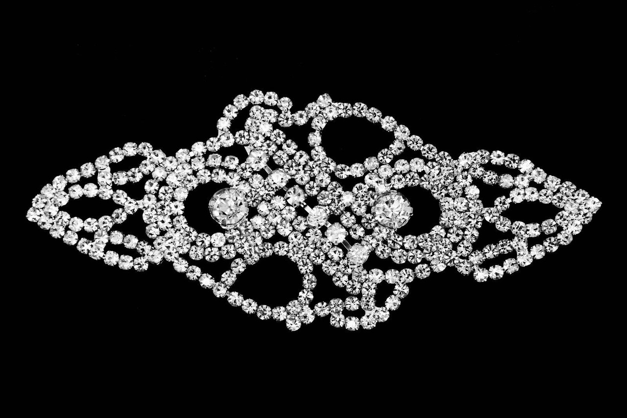 Sew-On Diamante Motif, Silver, 120mm x 50mm