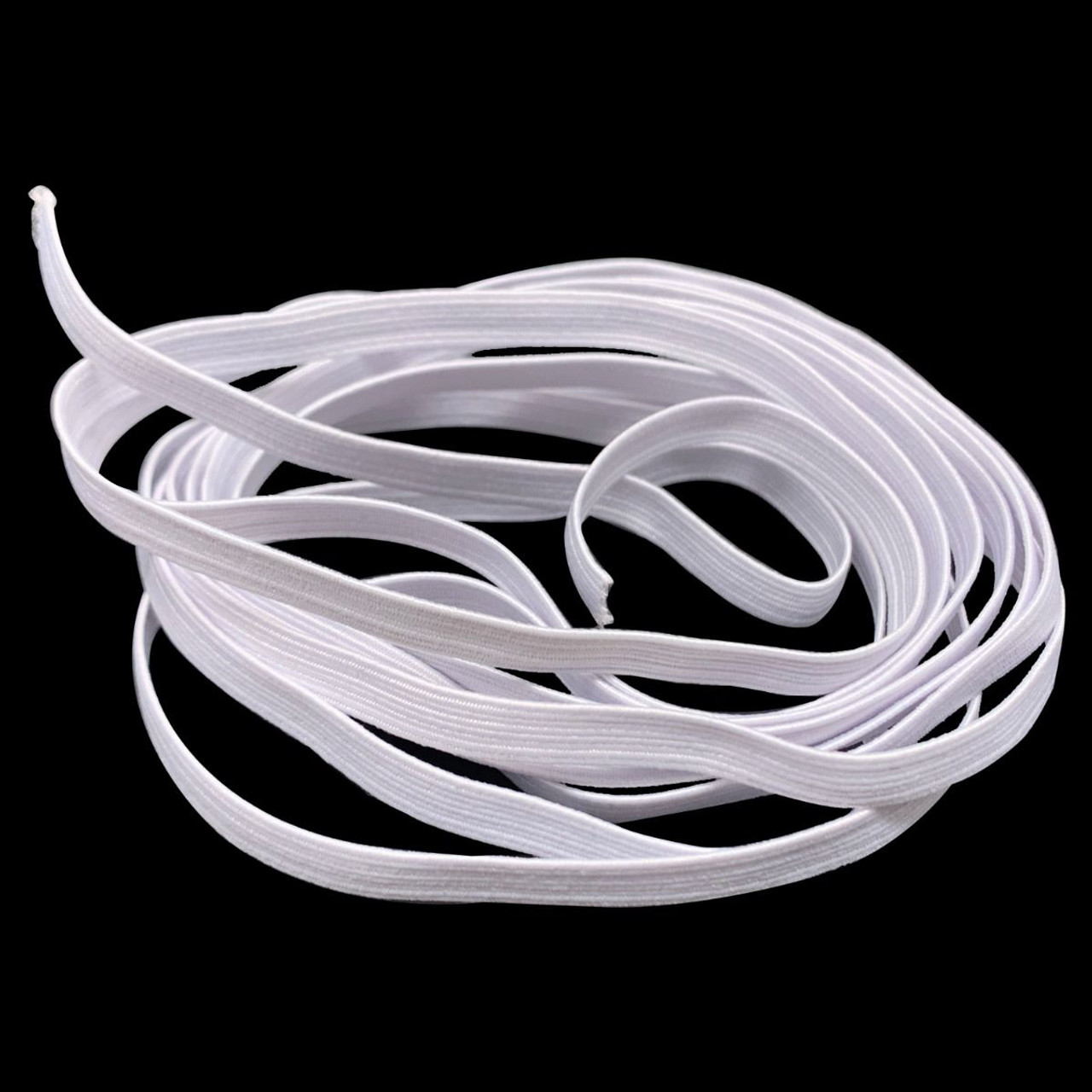 5mm Flat Elastic Cord - White, 3m - Trimming Shop