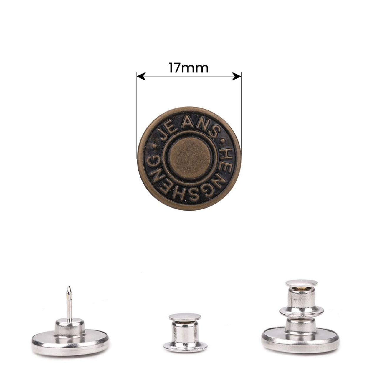 17mm No-Sew Jean Button Replacements - Bronze (Pack of 2) - Trimming Shop