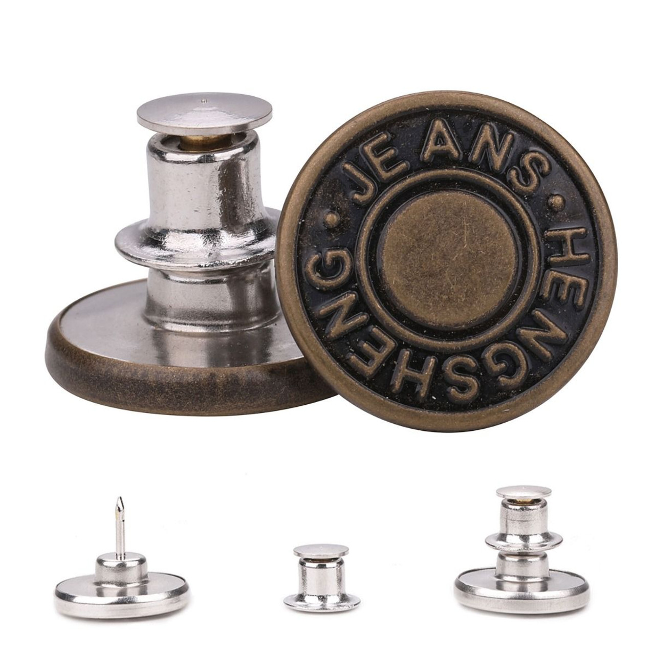 Screw together Jean Buttons, Stud Rivet NO-SEW 17mm Replacement