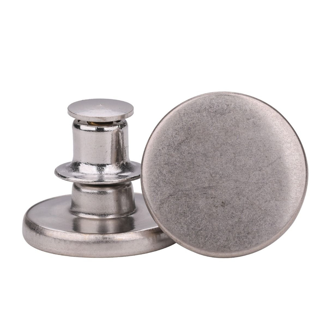 17mm No-Sew Jean Button Replacements, Plain Silver - Trimming Shop