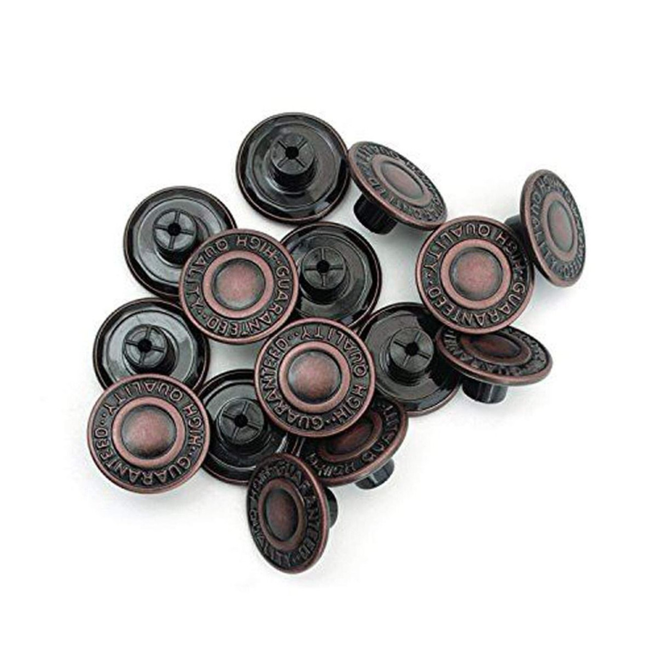 17mm Dark Bronze "High Quality Guaranteed" Jeans Buttons with Pins