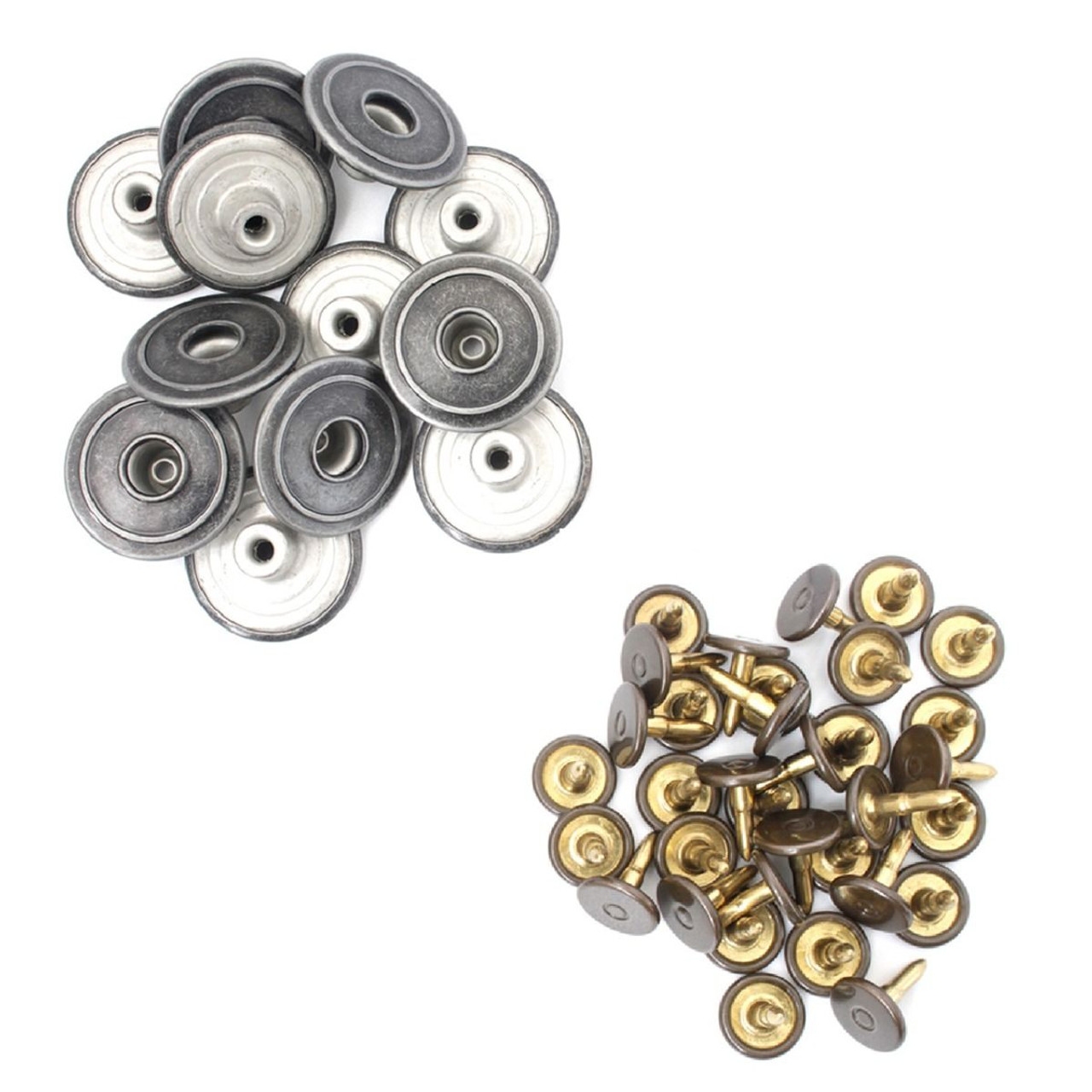 Trimming Shop 14mm Replacement Jean Buttons with Back Pins Rivet, Silver,  20pcs Set 