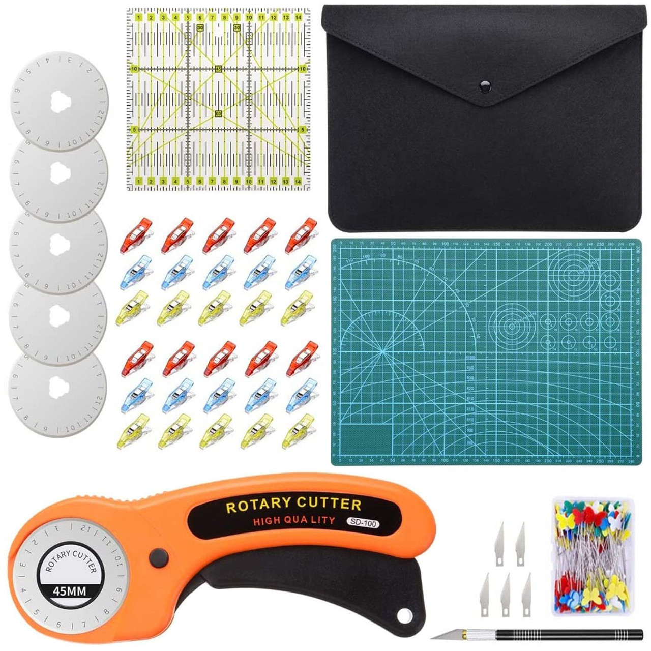 Rotary Cutters Set Cutting Mat  Rotary Cutter Cutting Fabric - 15pcs 45mm  Cutter Kit - Aliexpress