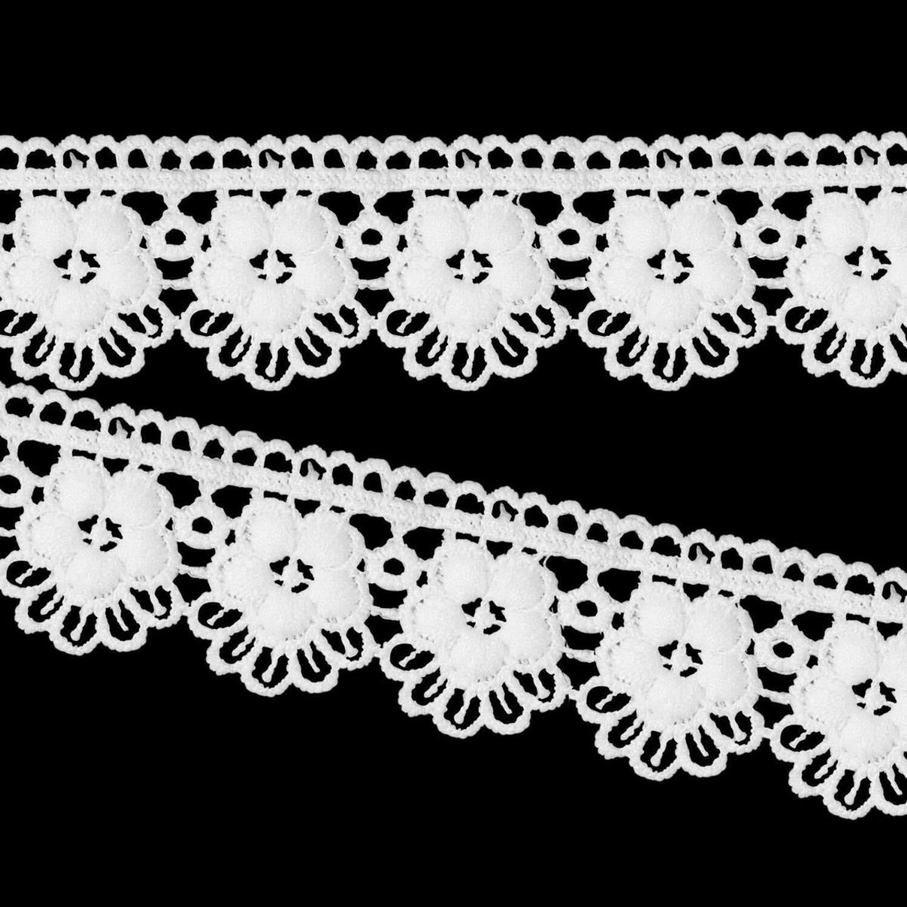 34mm Vintage Style White Cotton Lace Trim - 1m - Trimming Shop