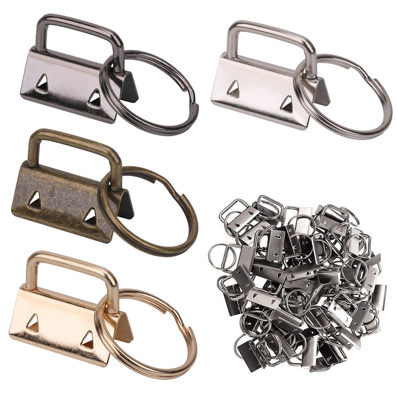 Key Fob Hardware With Split Ring, 10 Sets of 1 Inch 25mm Key Ring