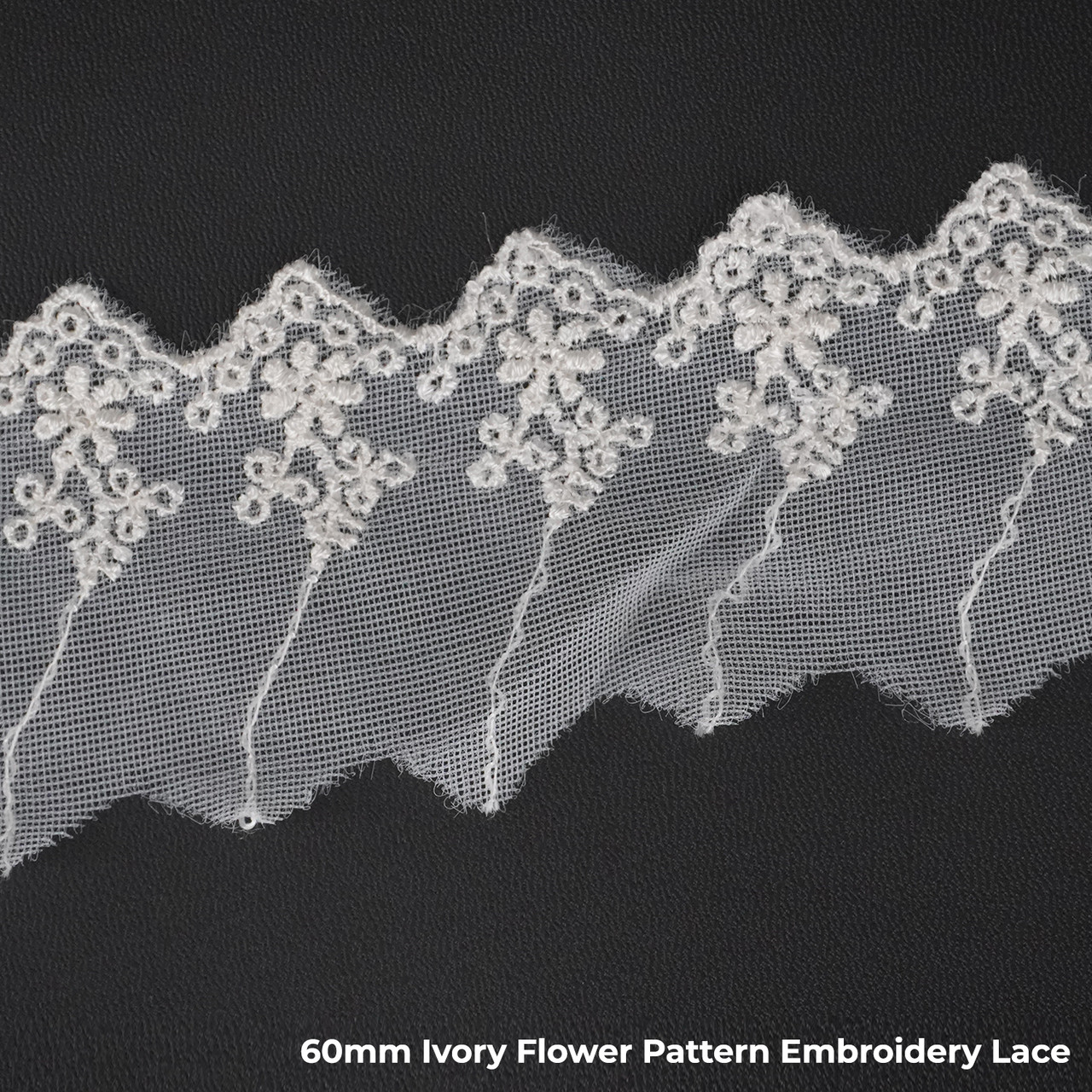 60mm Ivory Flower Pattern Embroidery Lace
