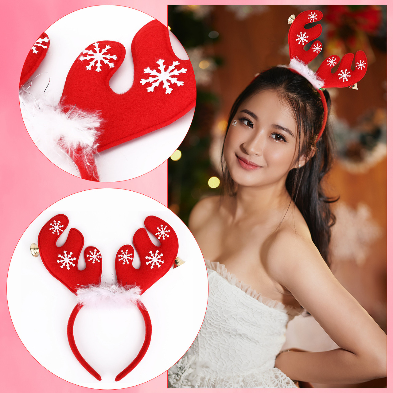 Reindeer Antlers Headband - Red