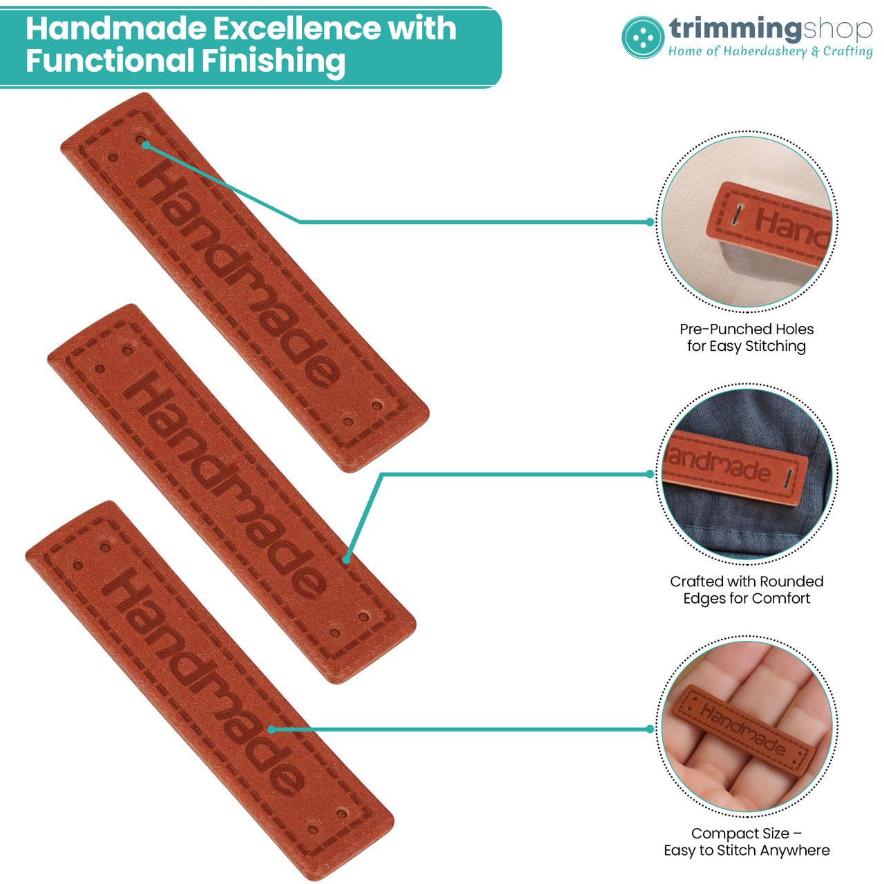 Brown Faux Leather Tags – 4cm Handmade Labels